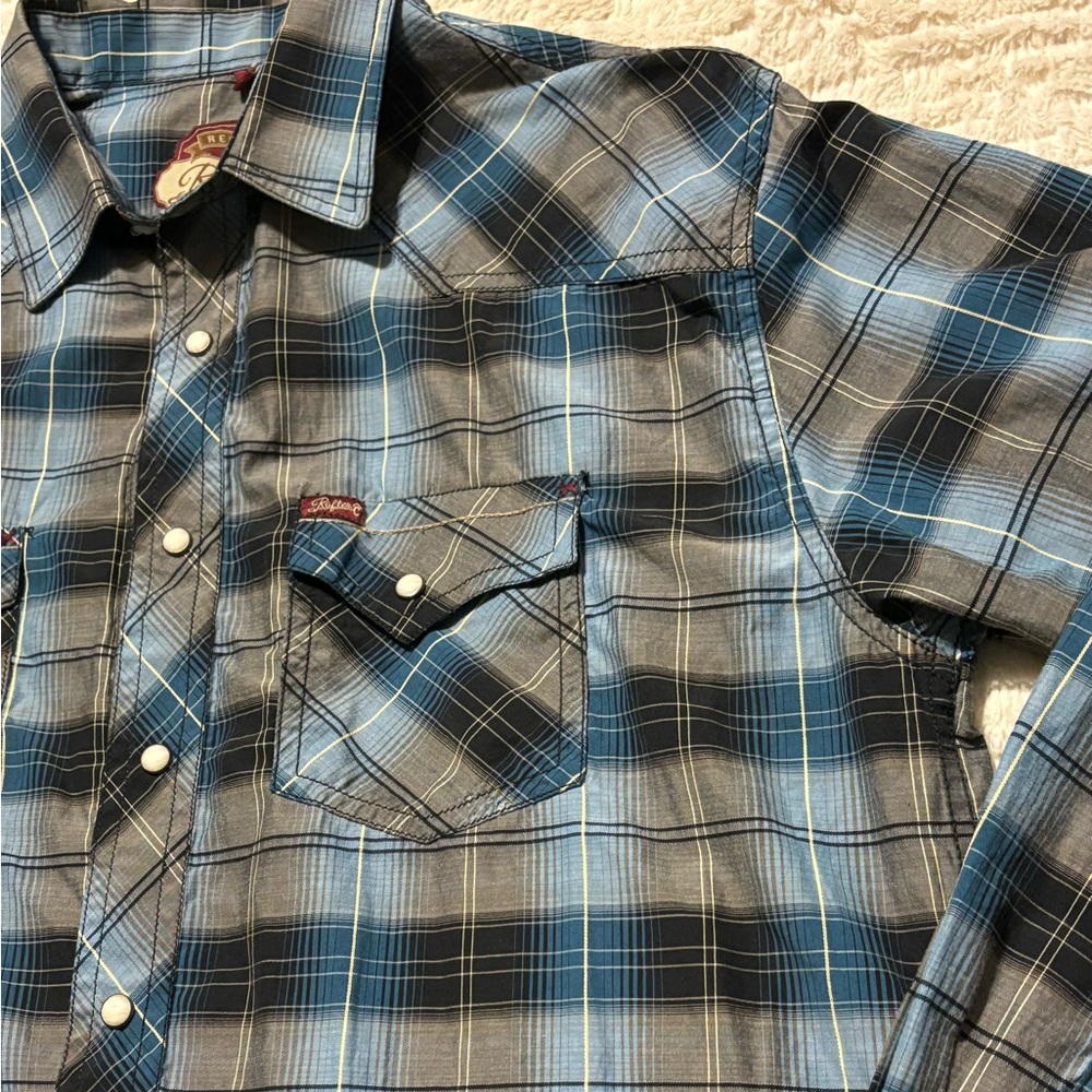 Men's Rafter C XL Pearl Snap Plaid Long Sleeve Dress Shirt